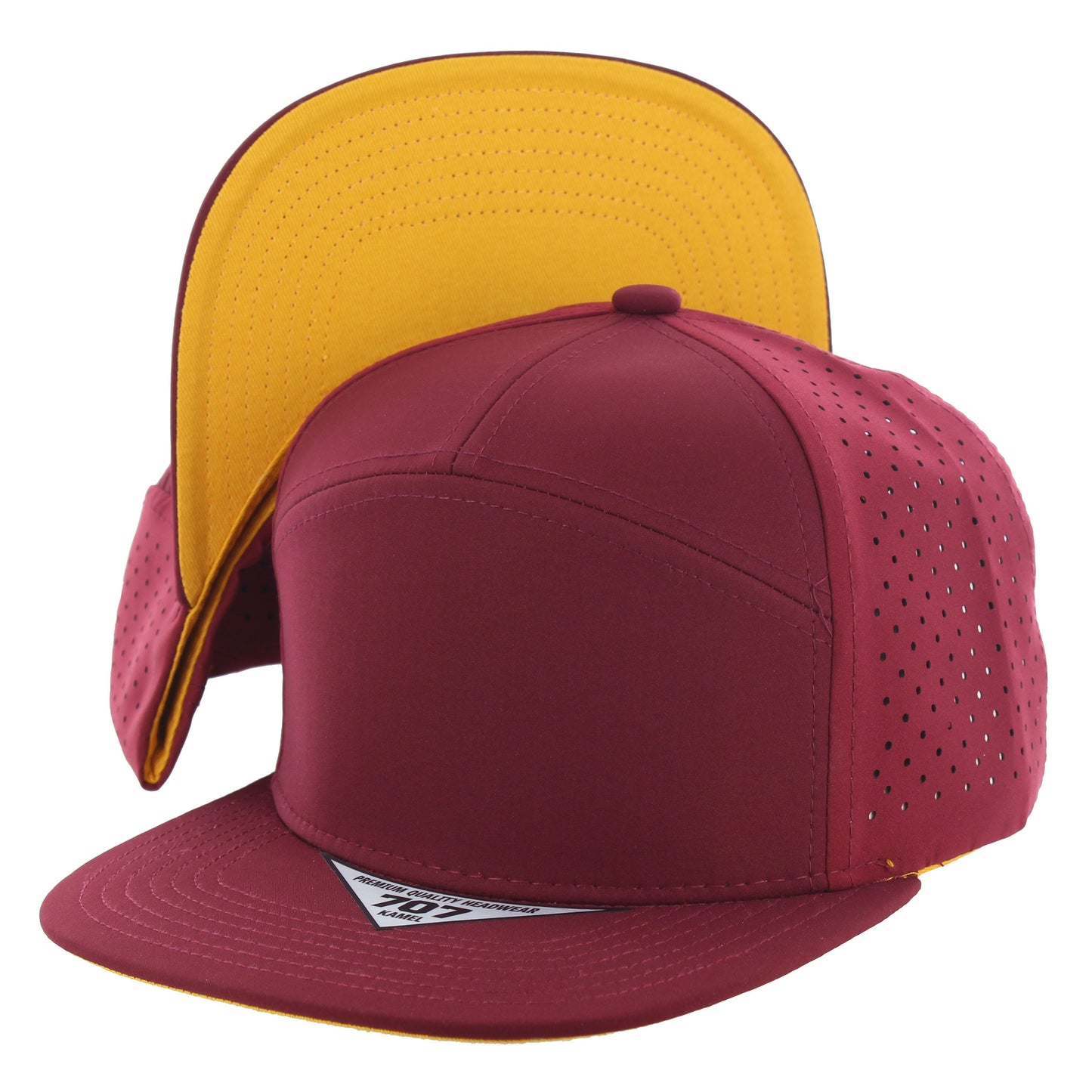 K707DPS - 7 PANEL PERFORATED SUBTONE CAP - Burgundy (Gold)