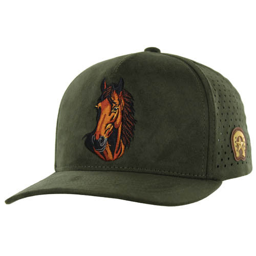 KSM340 HORSE, PERFORATED SUEDE - OLIVE