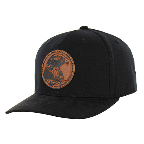 KSM655 NATIVE EAGLE, COTTON WITH SUEDE VISOR-BLACK/BLACK