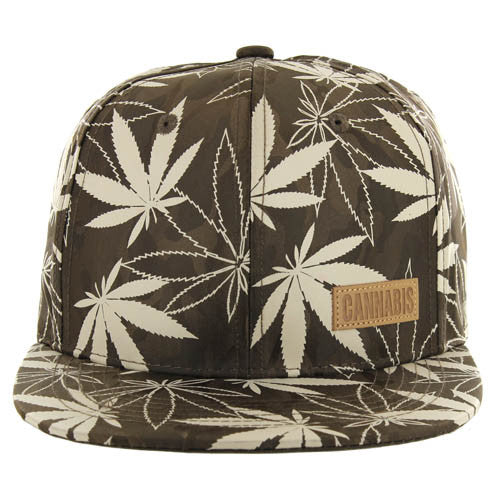 SM049 Marijuana Snapback Cap (Solid Brown Camo)
