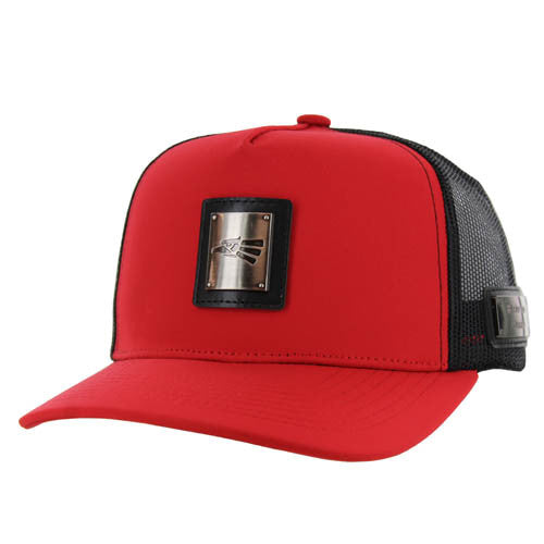 SM327 MEXICO EAGLE , METAL BADGE , TRUCKER - RED/BLACK
