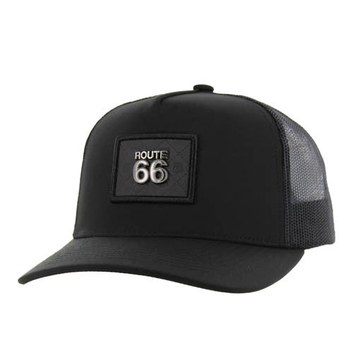 SM329 ROUTE 66 , METAL BADGE , TRUCKER - BLACK/BLACK