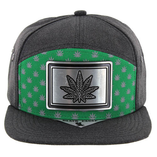 SM385 MARIJUANA , 7 PANEL , METAL PLATE - GREEN/MELANGE BLACK
