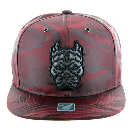 SM569 PITBULL , NYLON CAMO - BURGUNDY CAMO