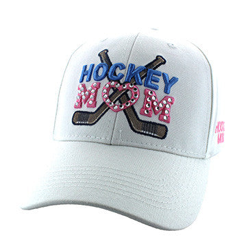 VM764 Hockey Mom Cotton Velcro Cap (Solid White)