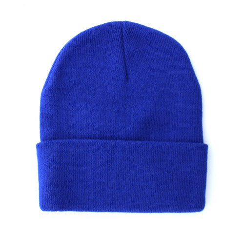 WB080 Plain 12" Long Beanie (Solid Royal Blue)