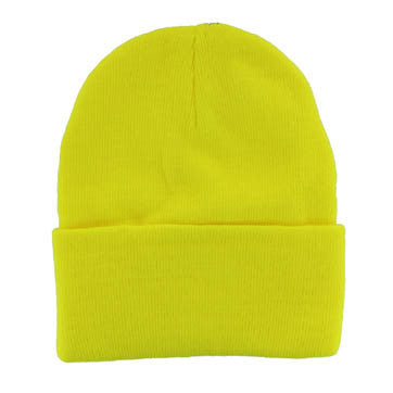 WB080 Plain 12" Long Beanie (Solid Neon Yellow)