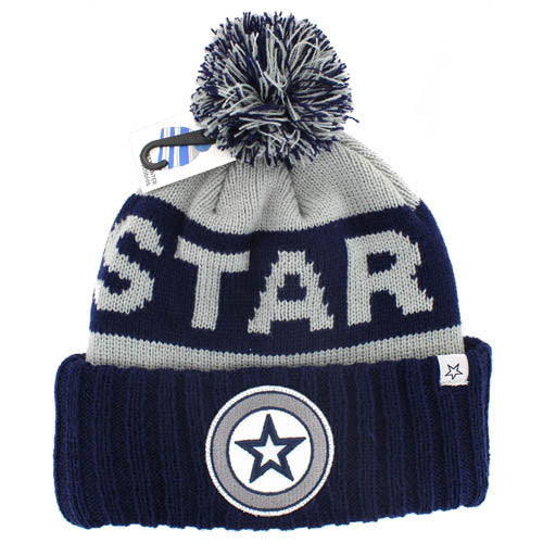 WB184 STAR , POM BEANIE - GREY(NAVY)