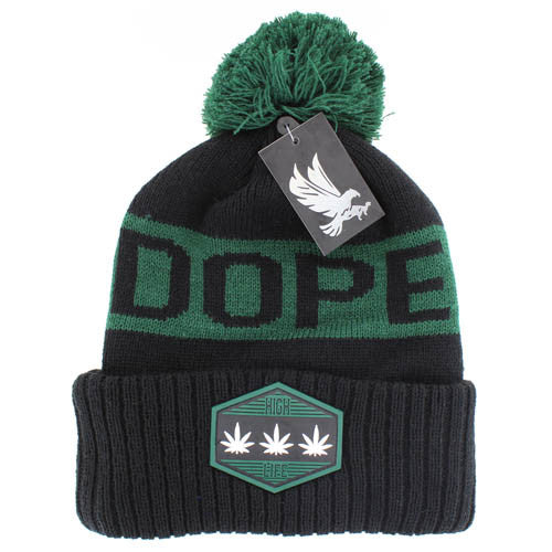 WB684 DOPE , POM BEANIE - BLACK(GREEN)