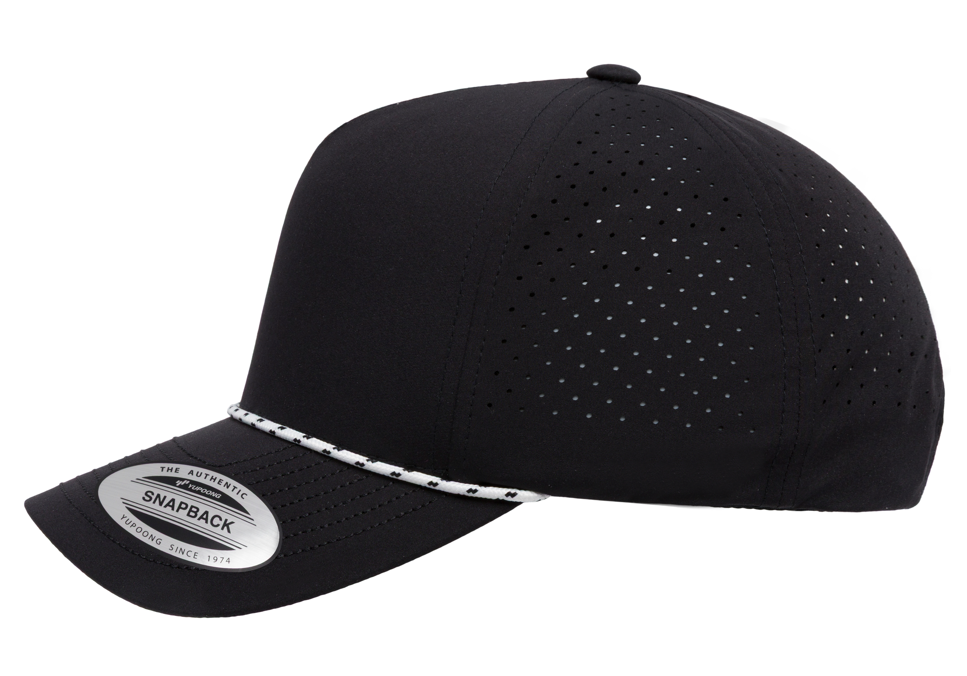 YP Classics® 5-Panel Snapback Cap with Perforations and Braided Rope