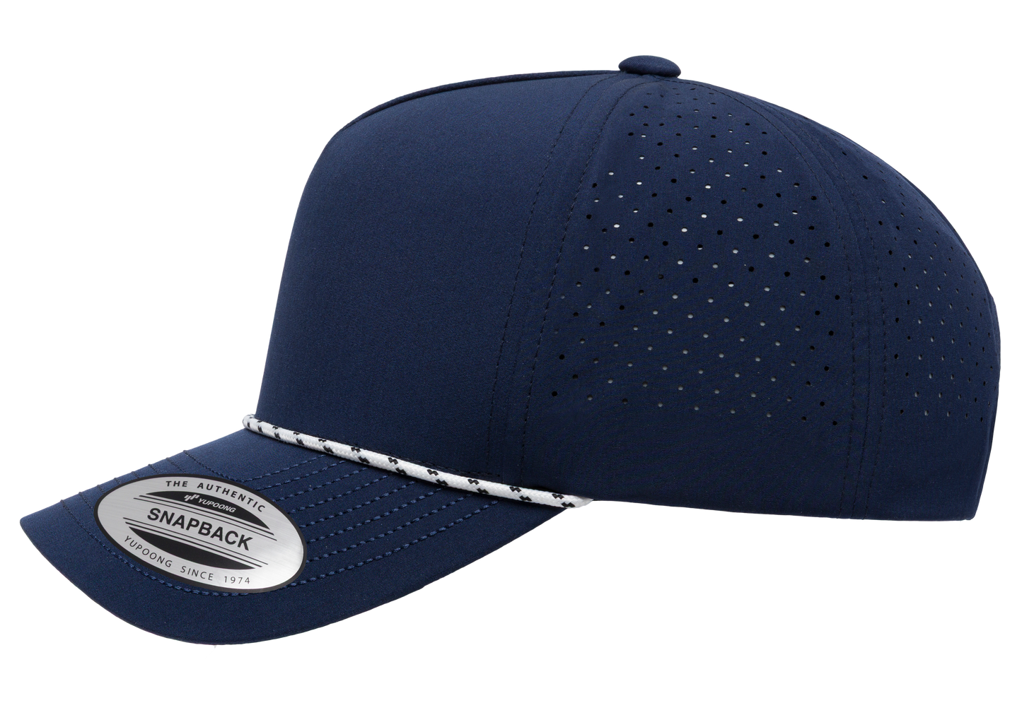 YP Classics® 5-Panel Snapback Cap with Perforations and Braided Rope