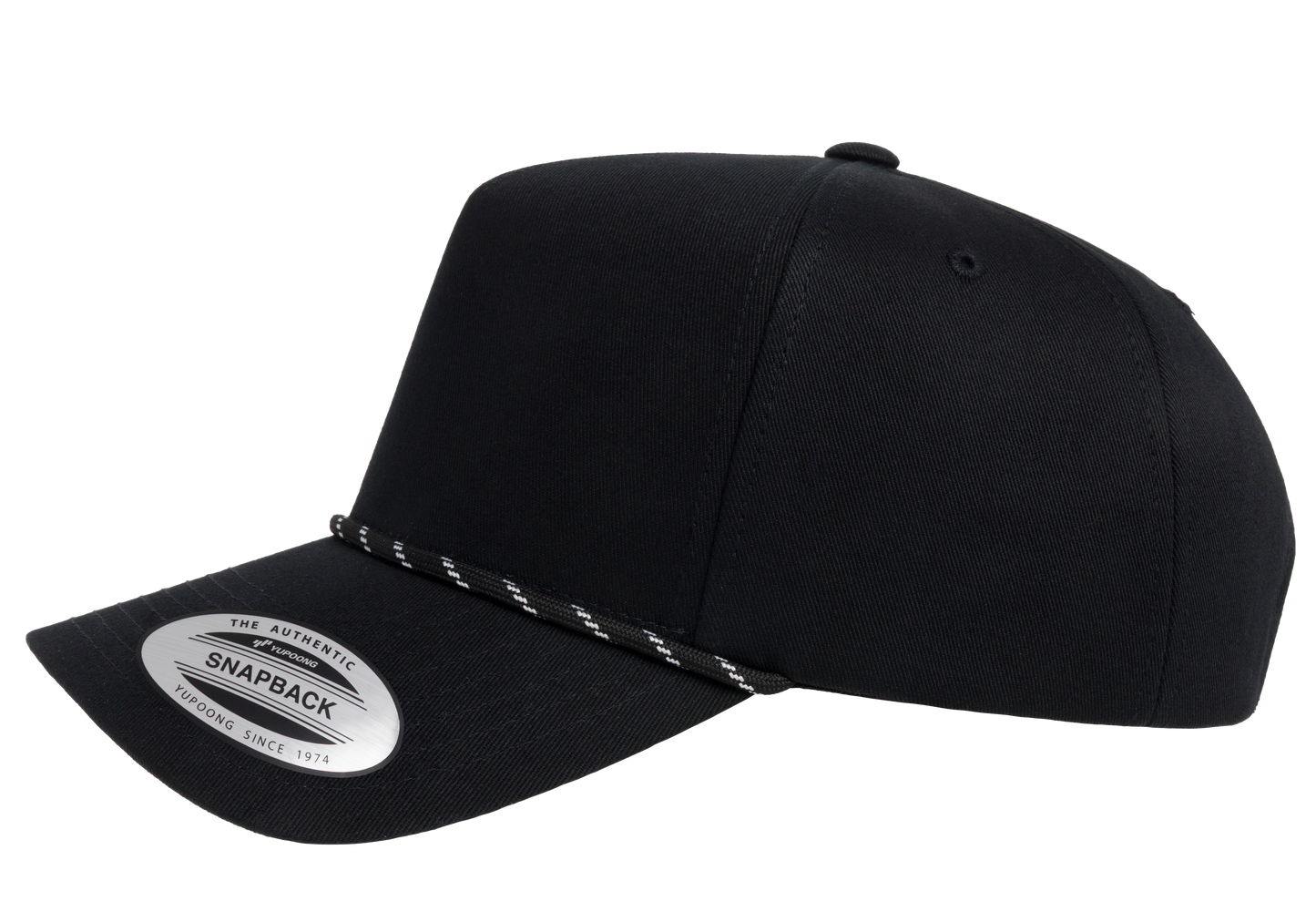 YP Classics® Retro Cotton Blend 5-Panel Snapback Cap with Braided Rope