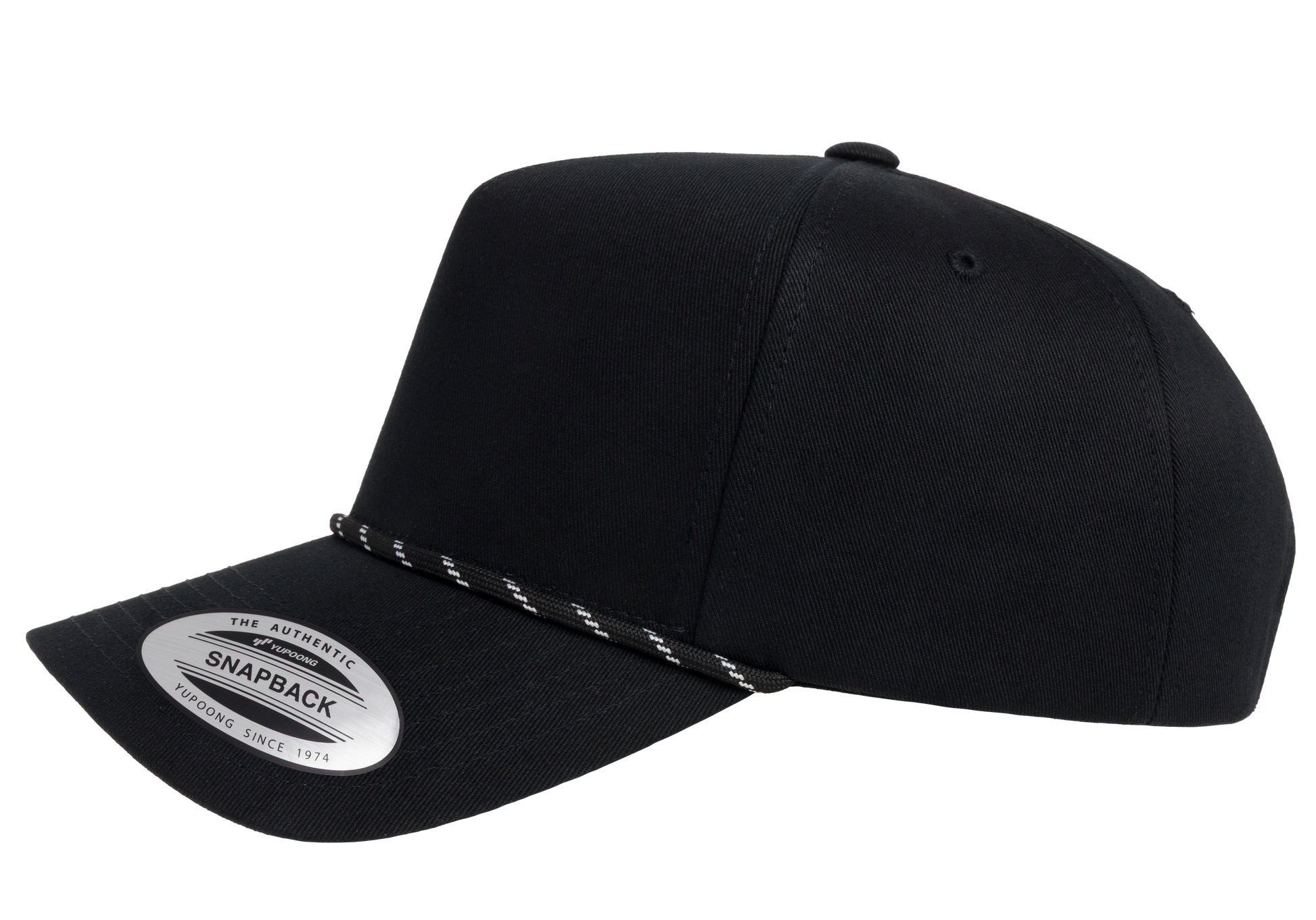 YP Classics® Retro Cotton Blend 5-Panel Snapback Cap with Braided Rope