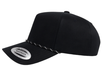 YP Classics® Retro Cotton Blend 5-Panel Snapback Cap with Braided Rope
