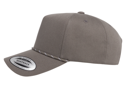 YP Classics® Retro Cotton Blend 5-Panel Snapback Cap with Braided Rope