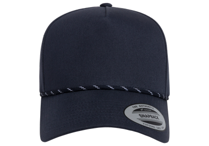 YP Classics® Retro Cotton Blend 5-Panel Snapback Cap with Braided Rope