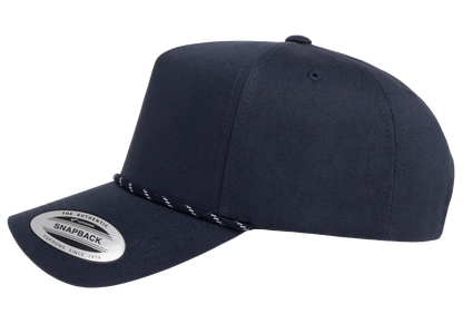 YP Classics® Retro Cotton Blend 5-Panel Snapback Cap with Braided Rope