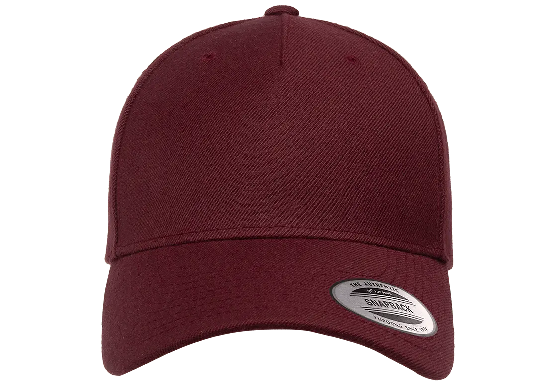 YP Classics® 5-panel premium curved visor snapback cap