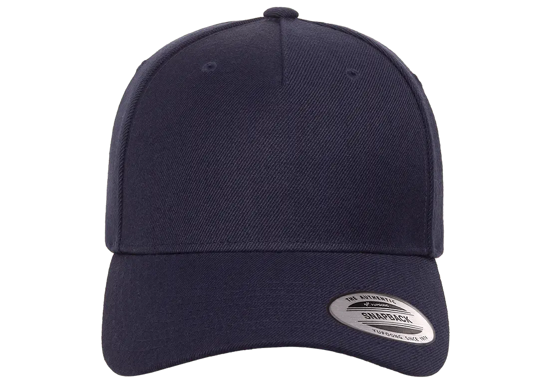 YP Classics® 5-panel premium curved visor snapback cap
