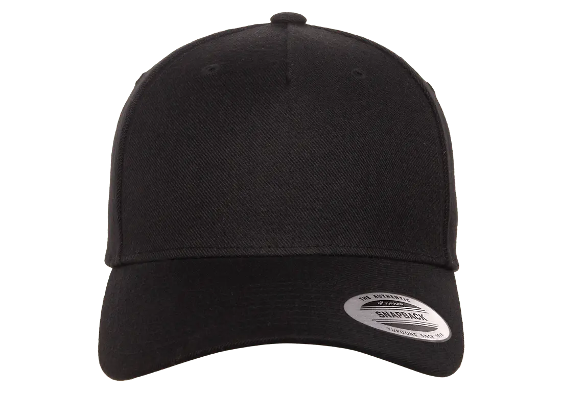 YP Classics® 5-panel premium curved visor snapback cap