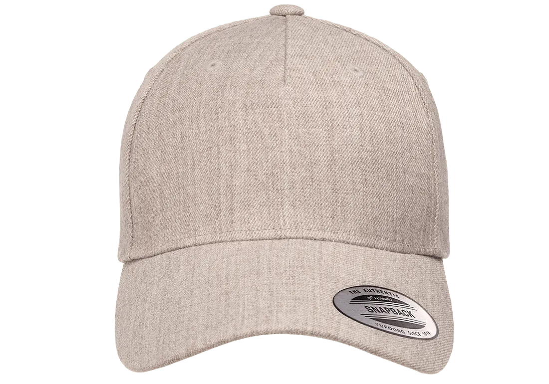 YP Classics® 5-panel premium curved visor snapback cap