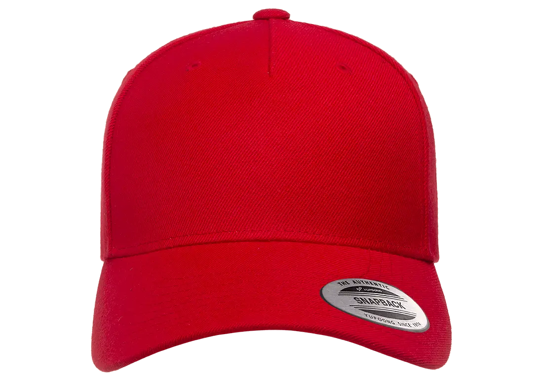 YP Classics® 5-panel premium curved visor snapback cap