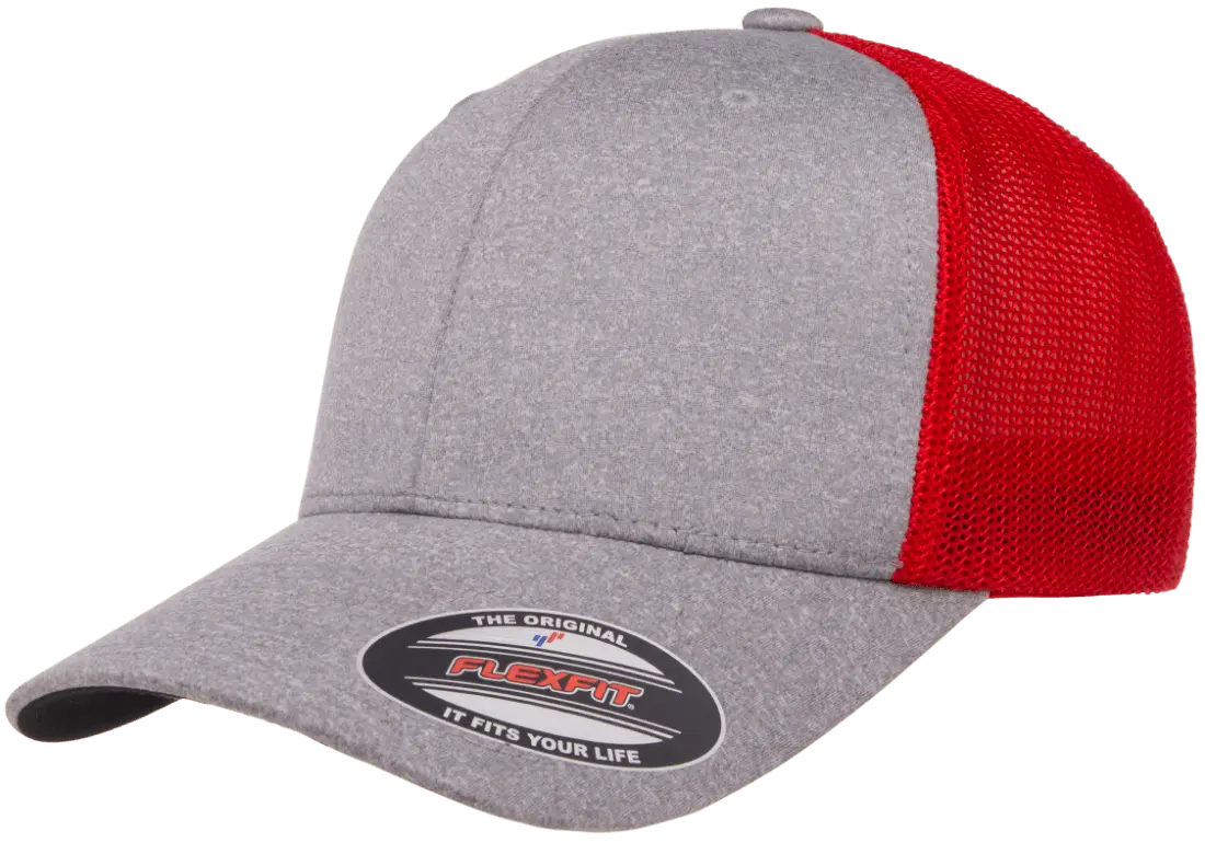 6311 - Heather Hat/Red Mesh Back