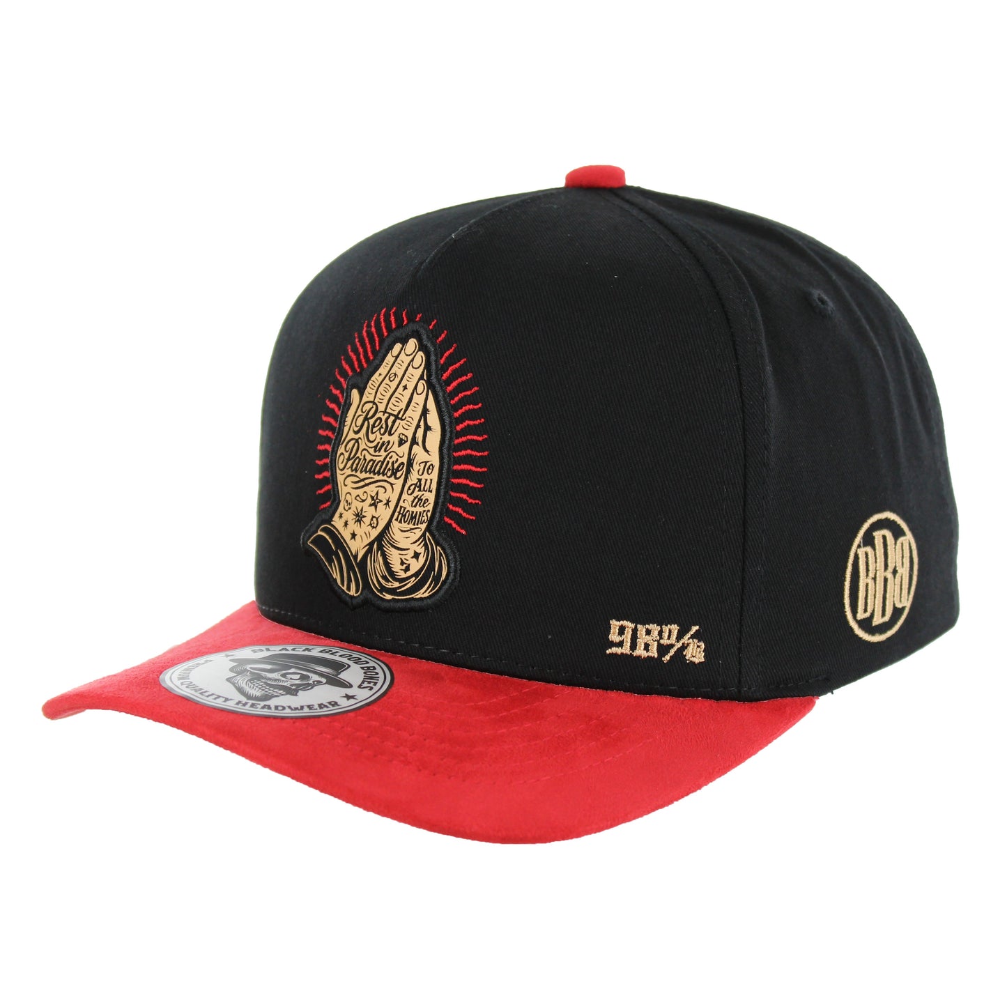 BBB006-4 - REST IN PARADISE - Black / Red Cotton / Suede