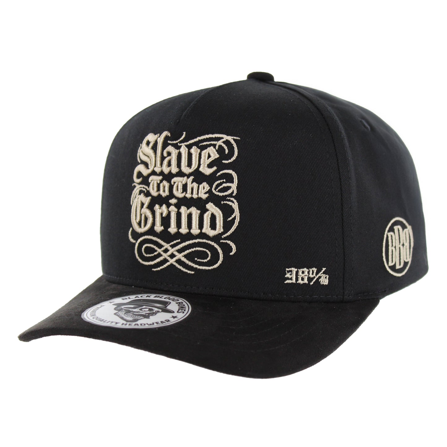 BBB008-2 - SLAVE TO THE GRIND - Black Cotton / Suede