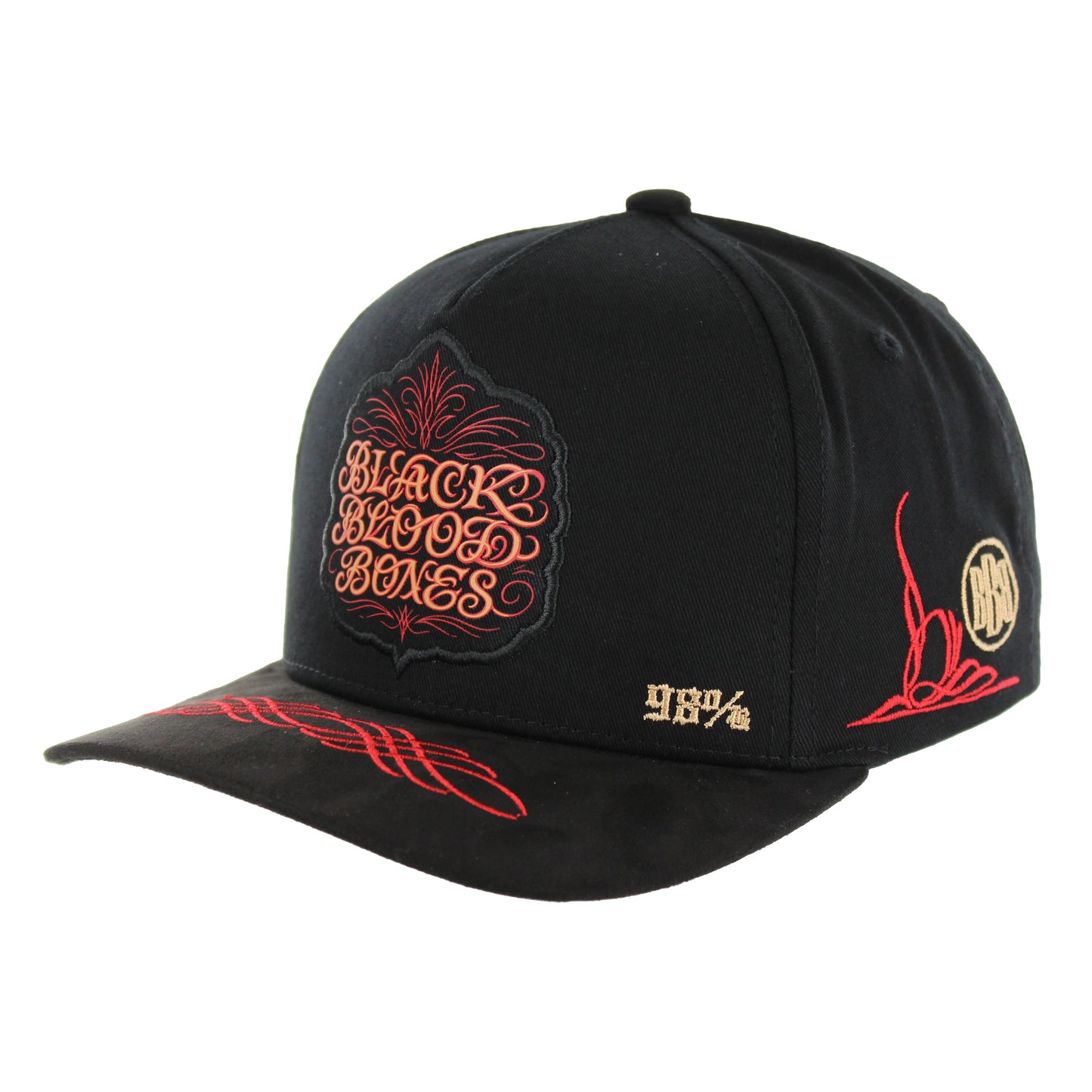 BBB013-2 - BLACK BLOOD BONES - Black Cotton / Suede