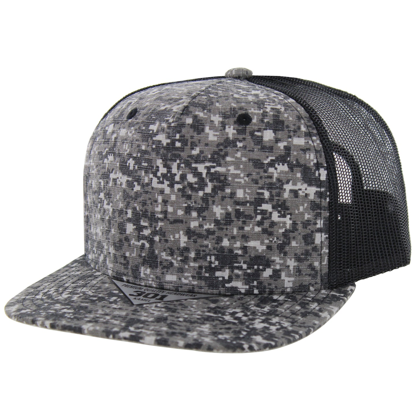 K301DCT - DIGI CAMO TRUCKER HAT - Black Digital Camo/Black