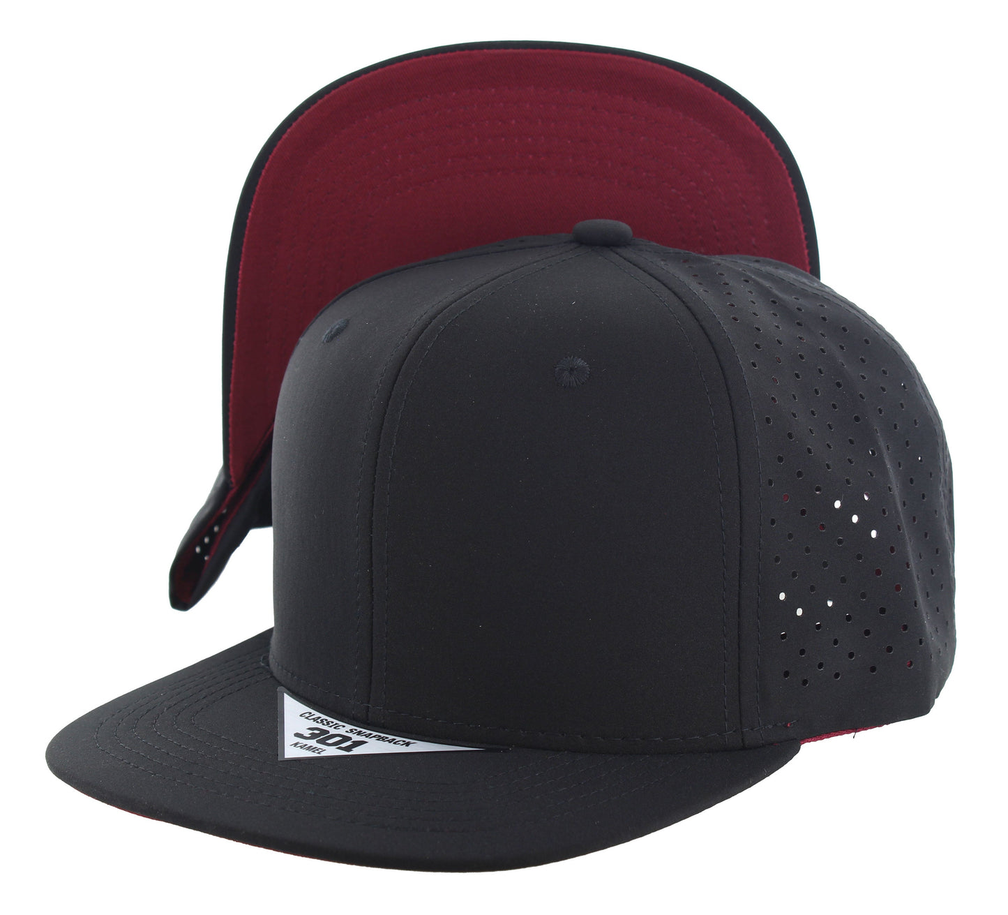 K301DPS - 6 PANEL PERFORATED SUBTONE CAP - Black (Burgundy)
