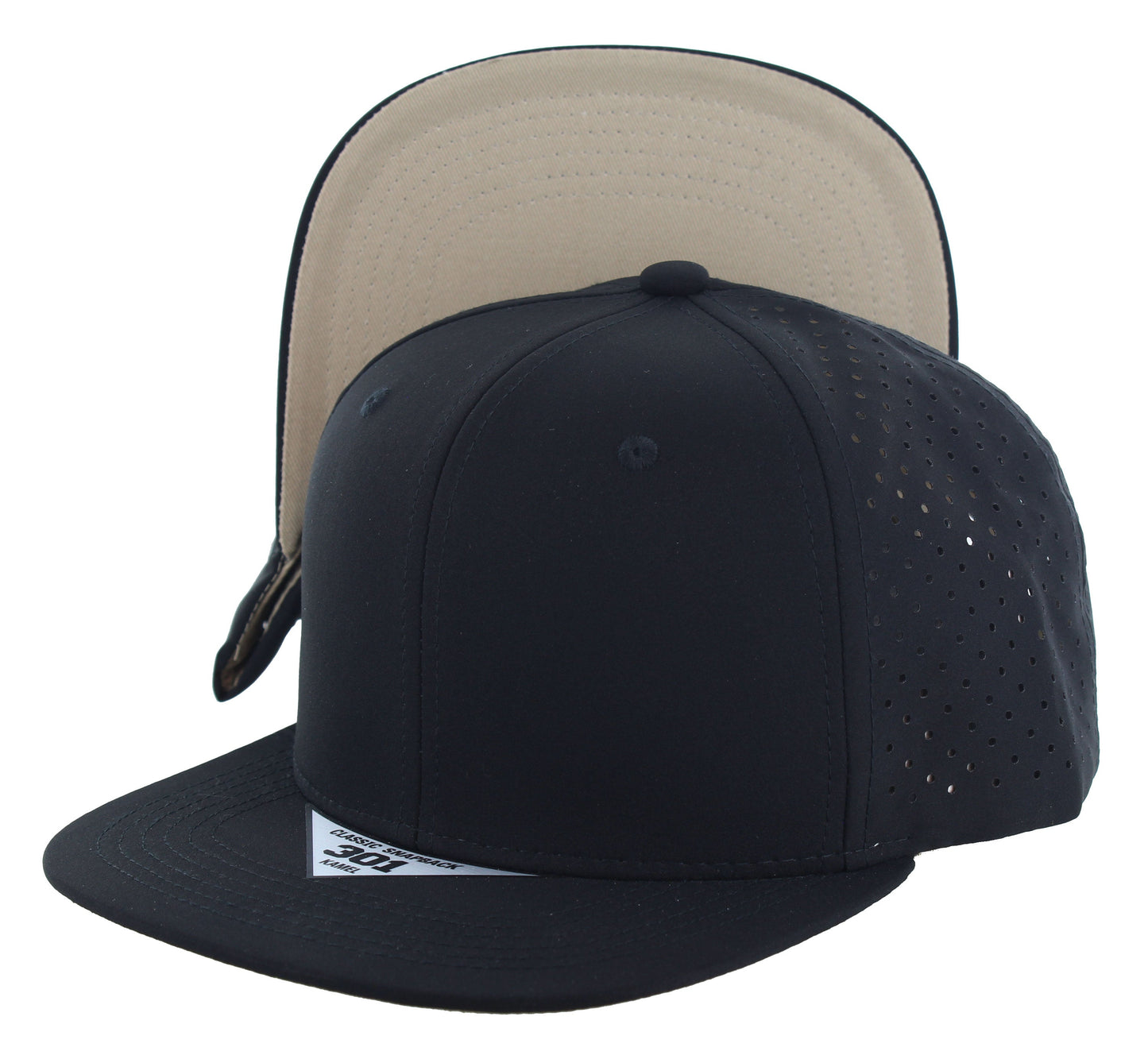 K301DPS - 6 PANEL PERFORATED SUBTONE CAP - Black (Khaki)