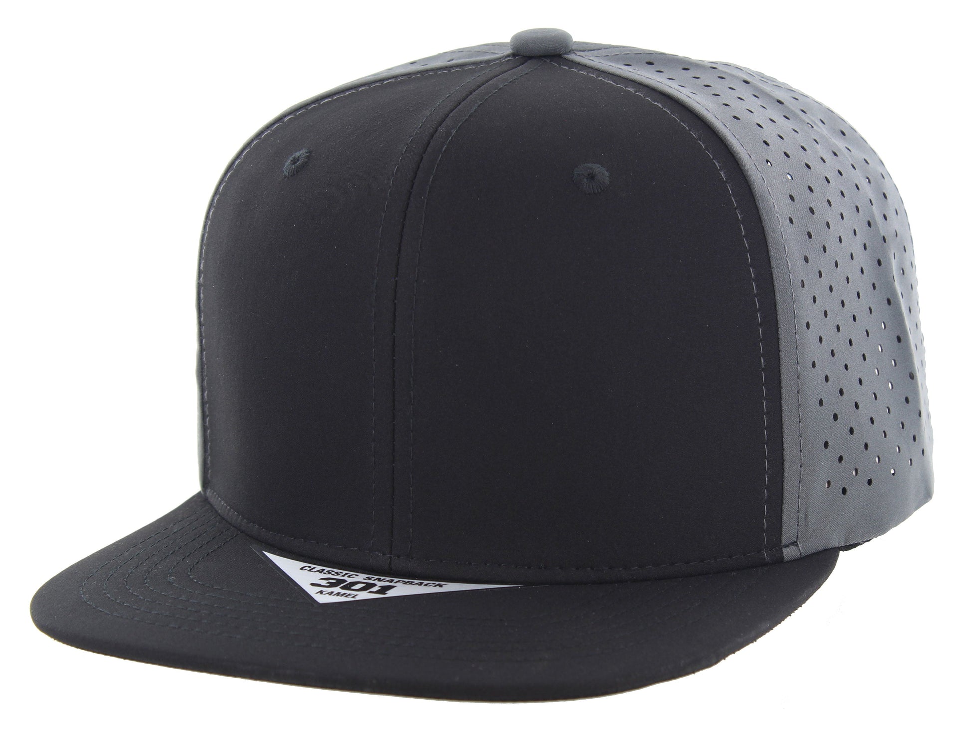 K301DP - 6 PANEL PERFORATED SUBTONE CAP - Black/Charcoal