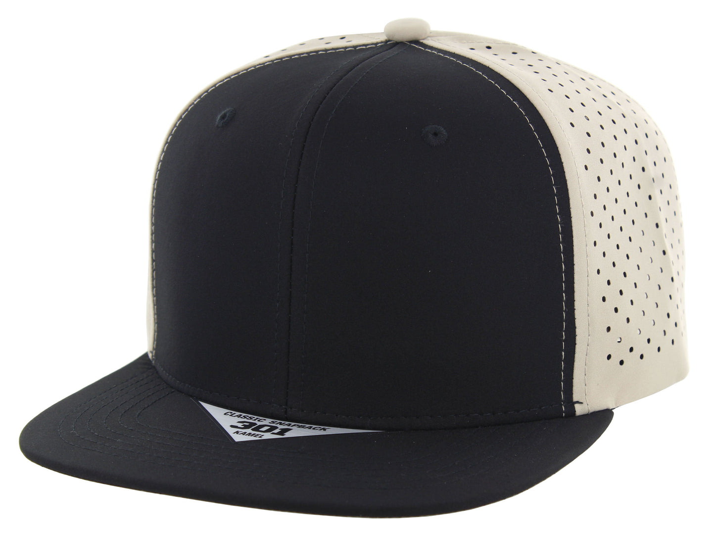 K301DP - 6 PANEL PERFORATED SUBTONE CAP - Black/Khaki