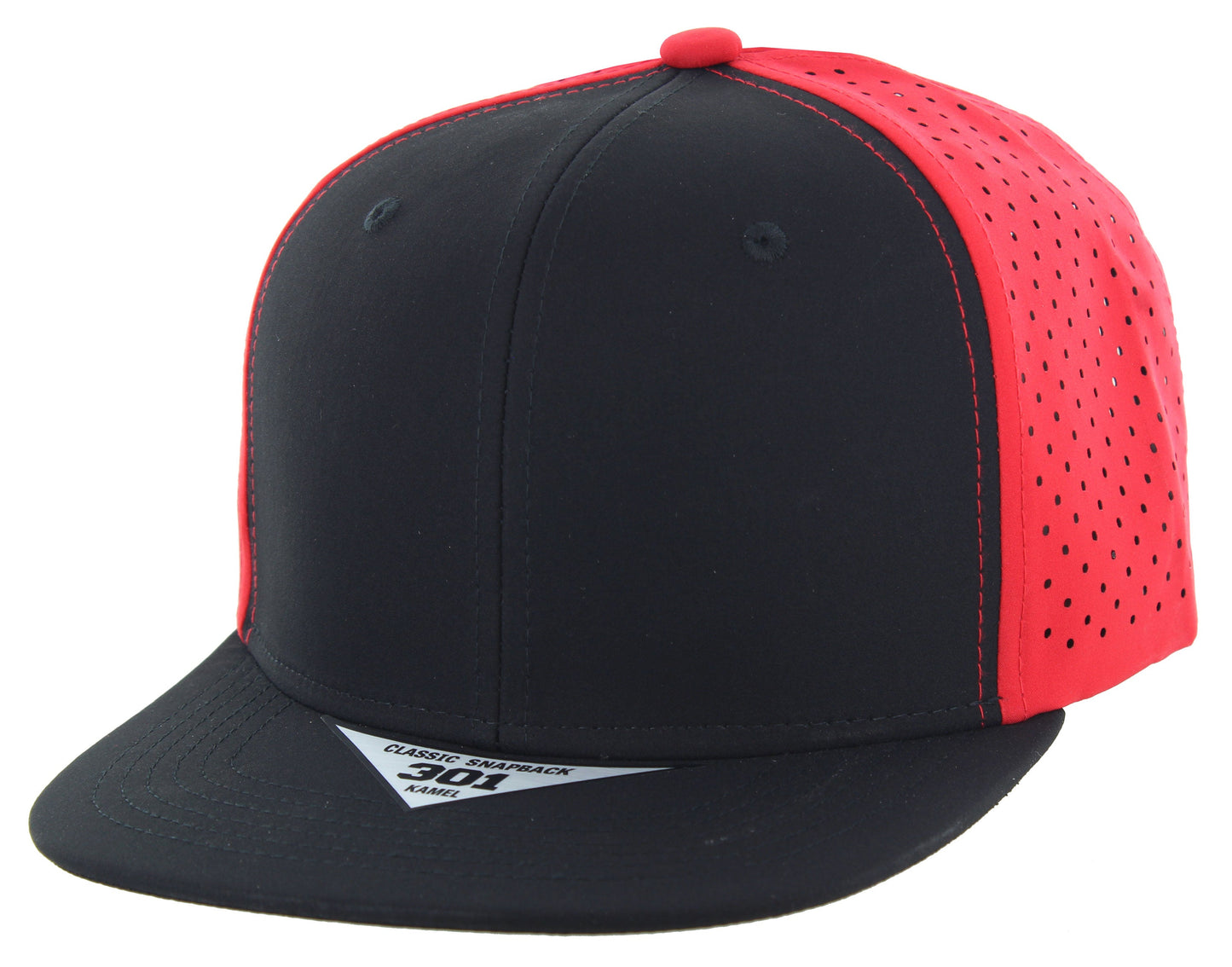 K301DP - 6 PANEL PERFORATED SUBTONE CAP - Black/Red