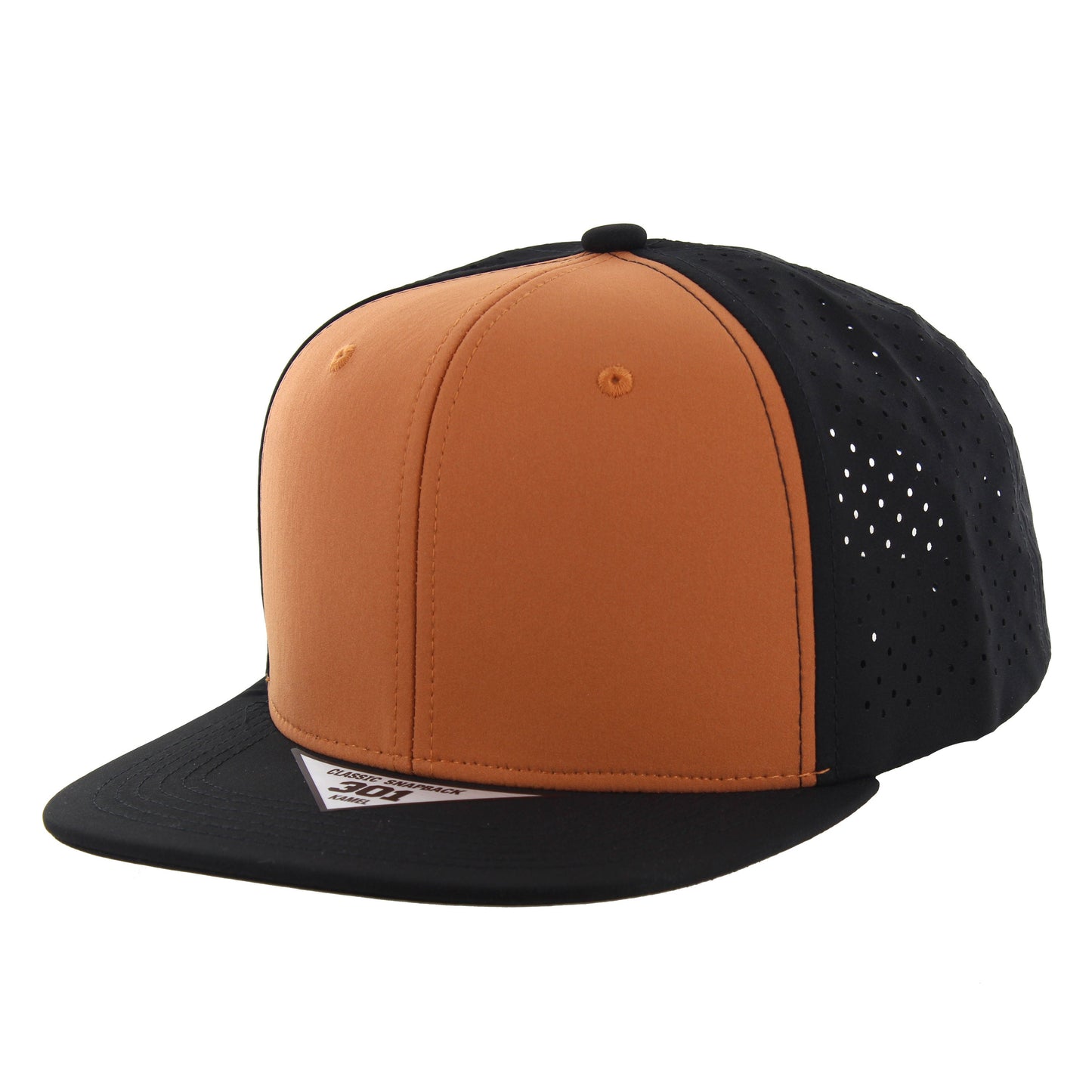K301DP - 6 PANEL PERFORATED SUBTONE CAP - Burnt Orange/Black/Black