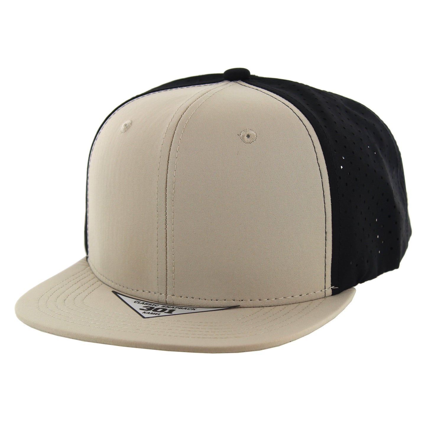 K301DP - 6 PANEL PERFORATED SUBTONE CAP - Khaki/Black