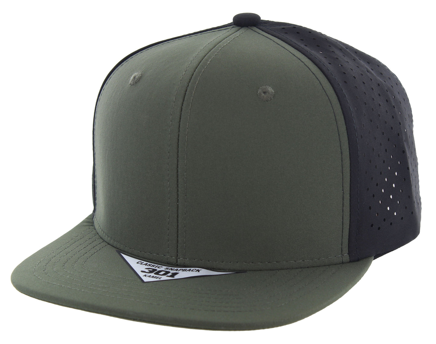 K301DP - 6 PANEL PERFORATED SUBTONE CAP - Olive/Black