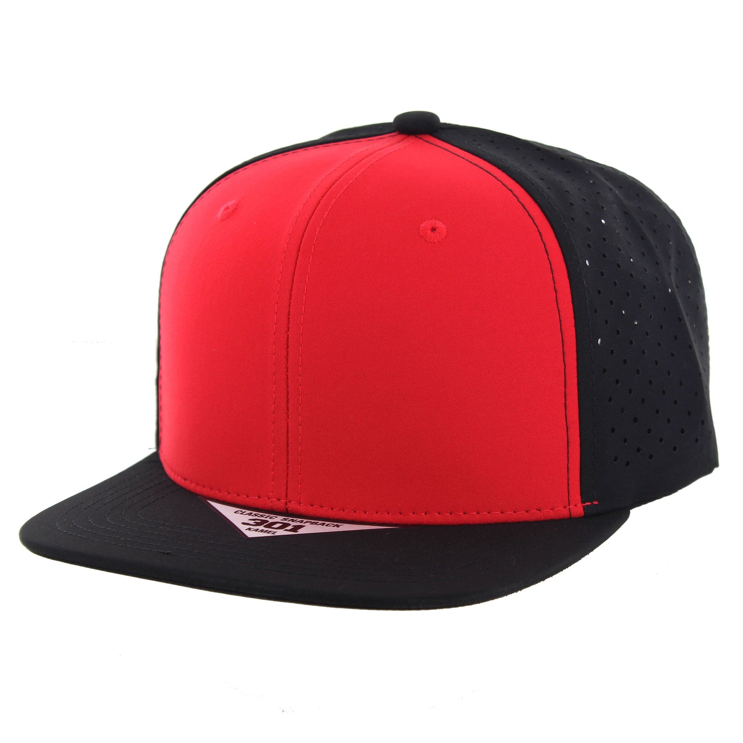 K301DP - 6 PANEL PERFORATED SUBTONE CAP - Red/Black/Black