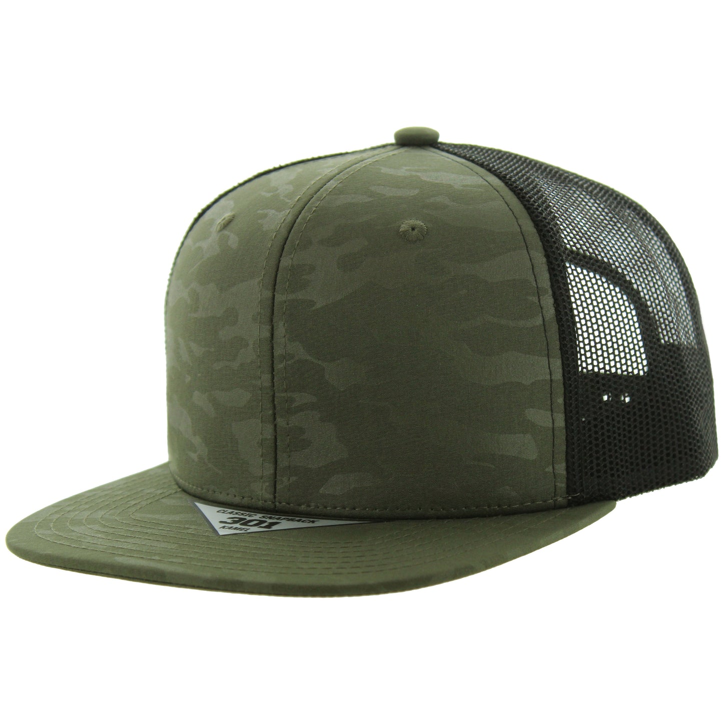 K301FCT - 6 PANEL CAMO CAP - Olive
