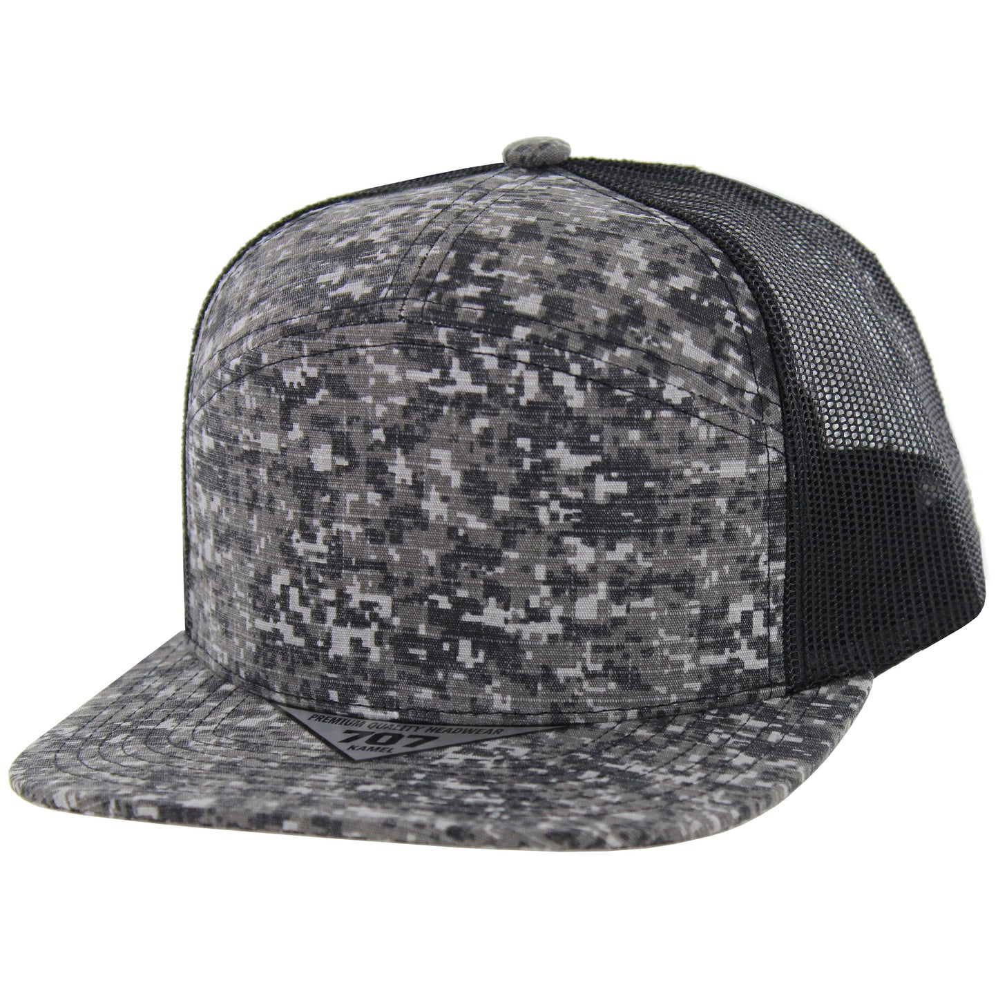 K707DCT - DIGI CAMO TRUCKER HAT - Black Digital Camo/Black