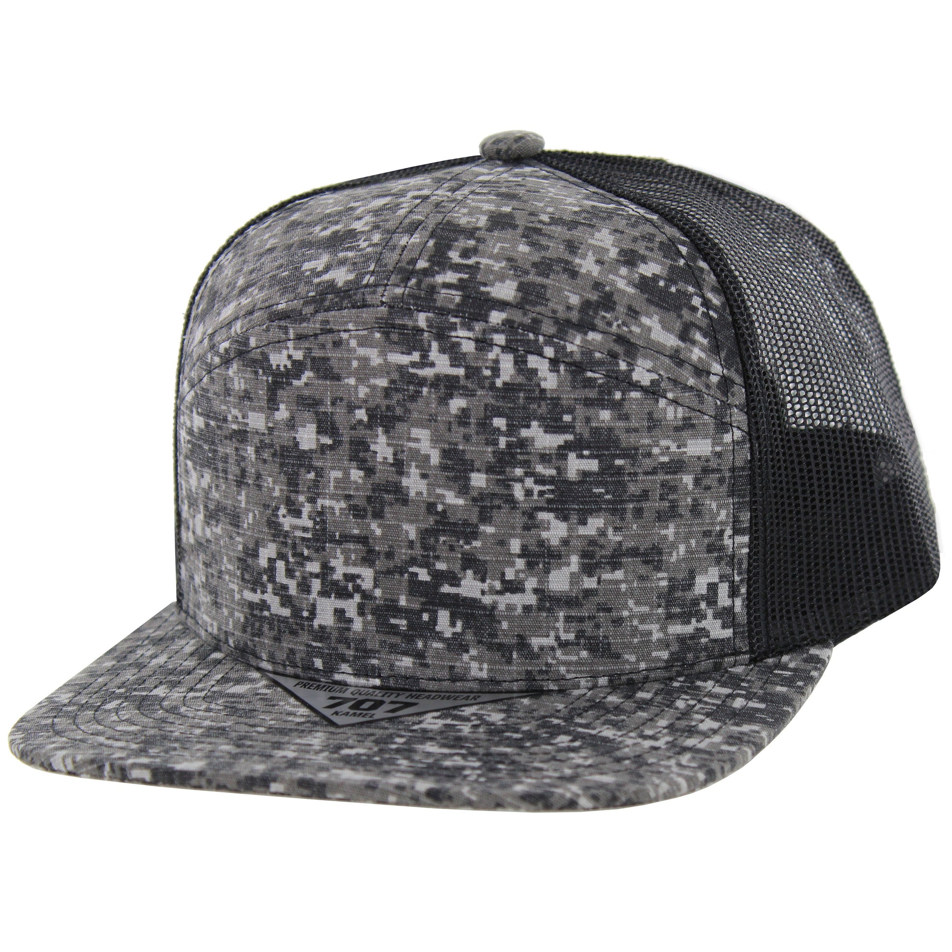 K707DCT - DIGI CAMO TRUCKER HAT - Black Digital Camo/Black