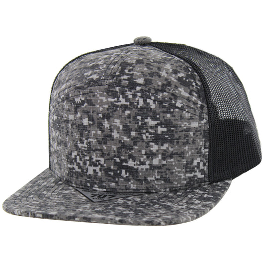 K707DCT - DIGI CAMO TRUCKER HAT - Black Digital Camo/Black
