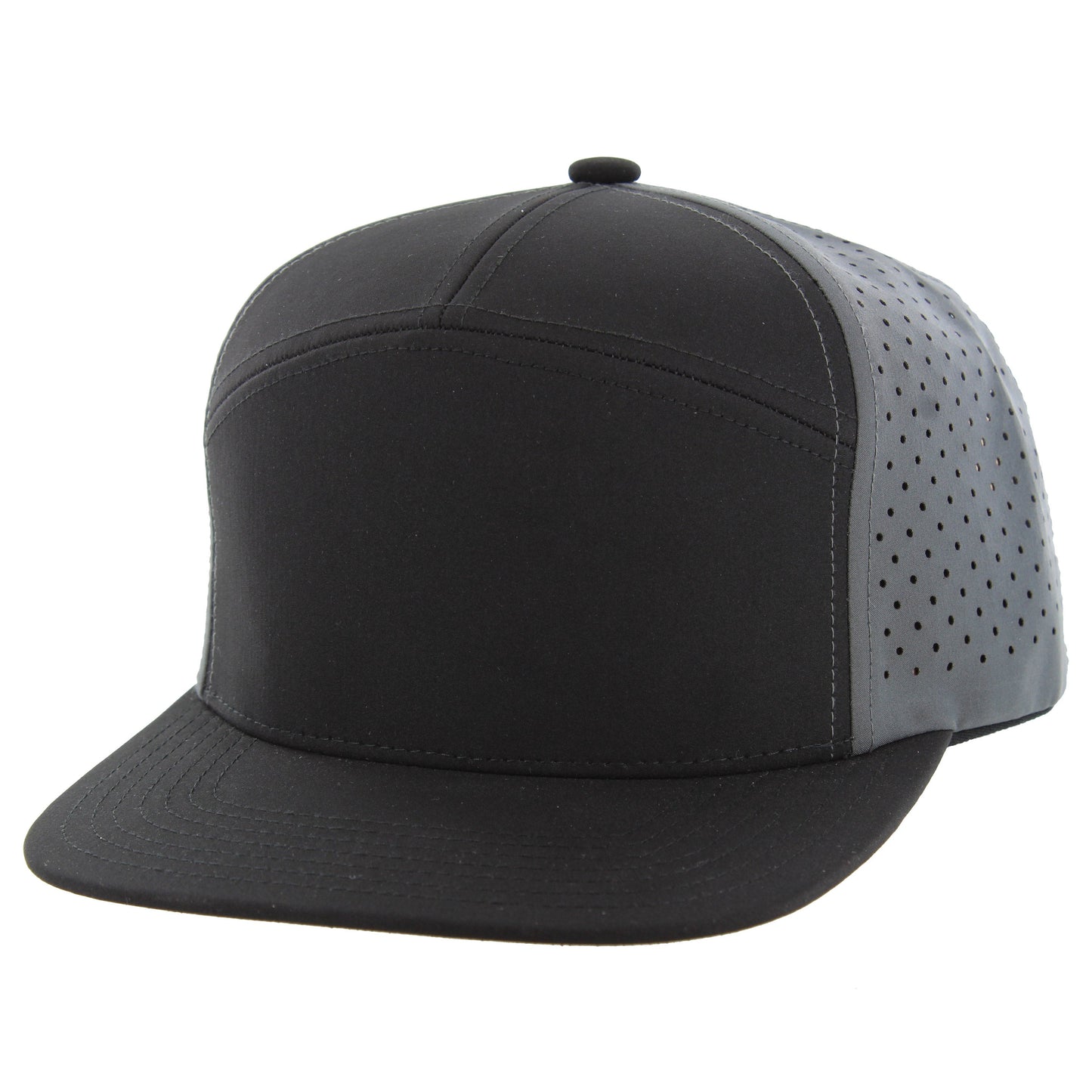 K707DP - 7 PANEL PERFORATED SUBTONE CAP - Black/Black/Charcoal
