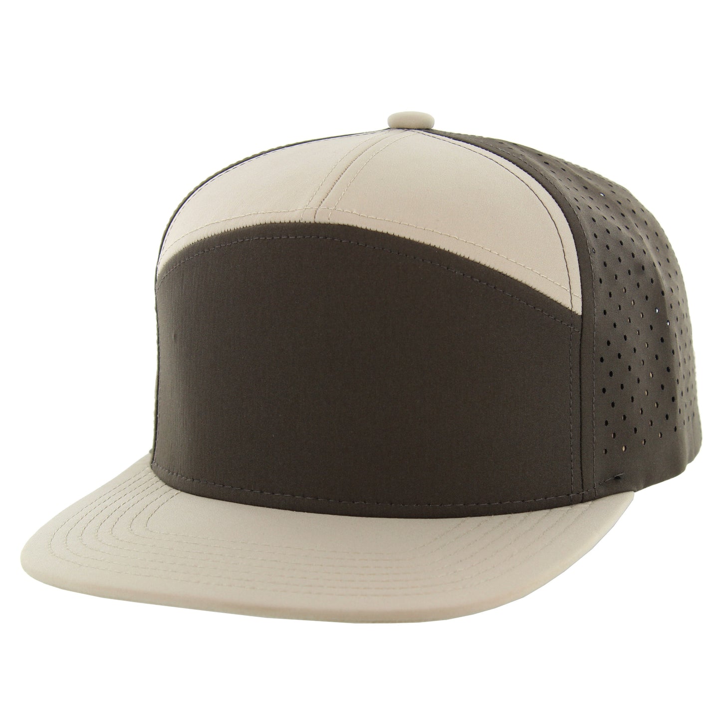 K707DP - 7 PANEL PERFORATED SUBTONE CAP - Brown/Khaki/Brown