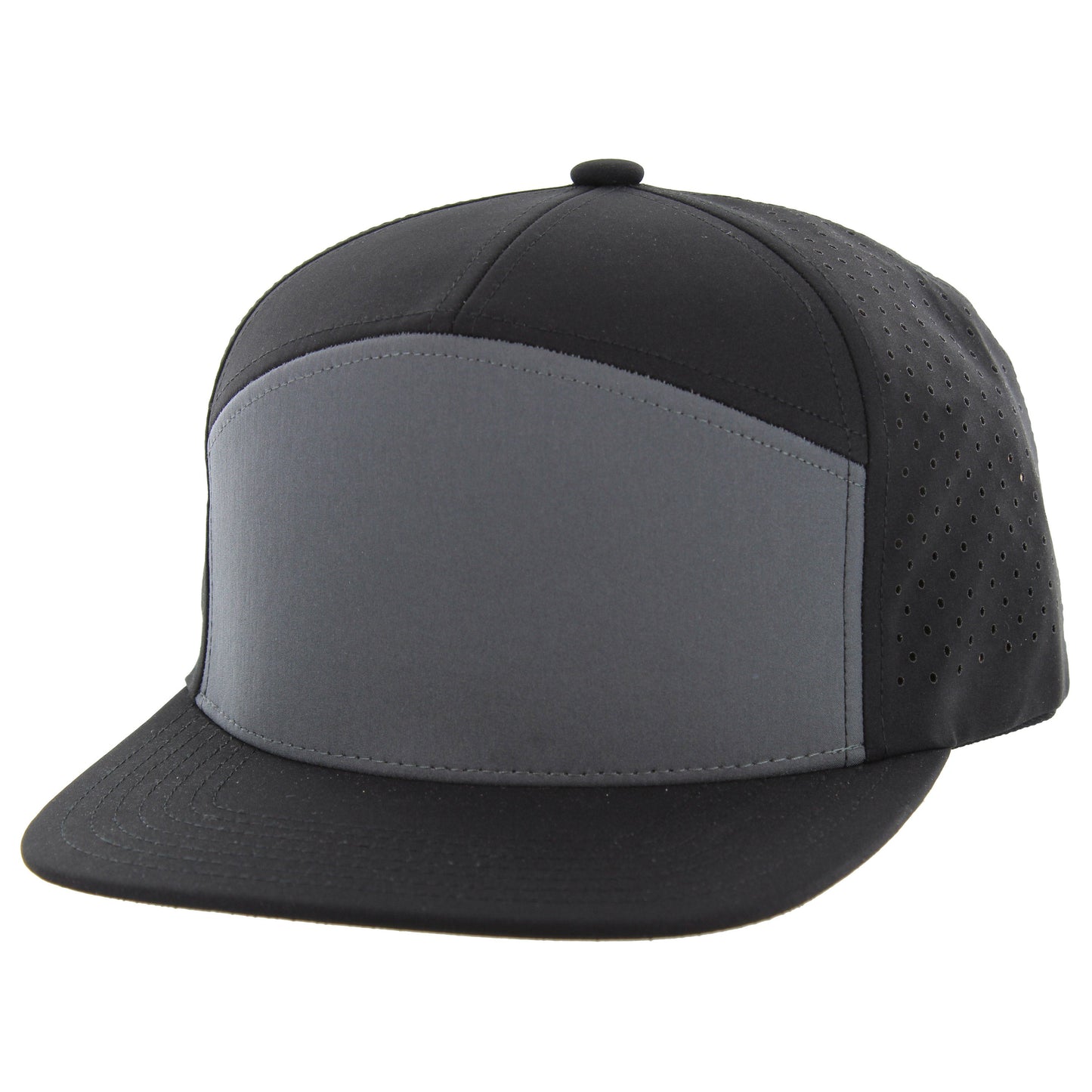 K707DP - 7 PANEL PERFORATED SUBTONE CAP - Charcoal/Black/Black