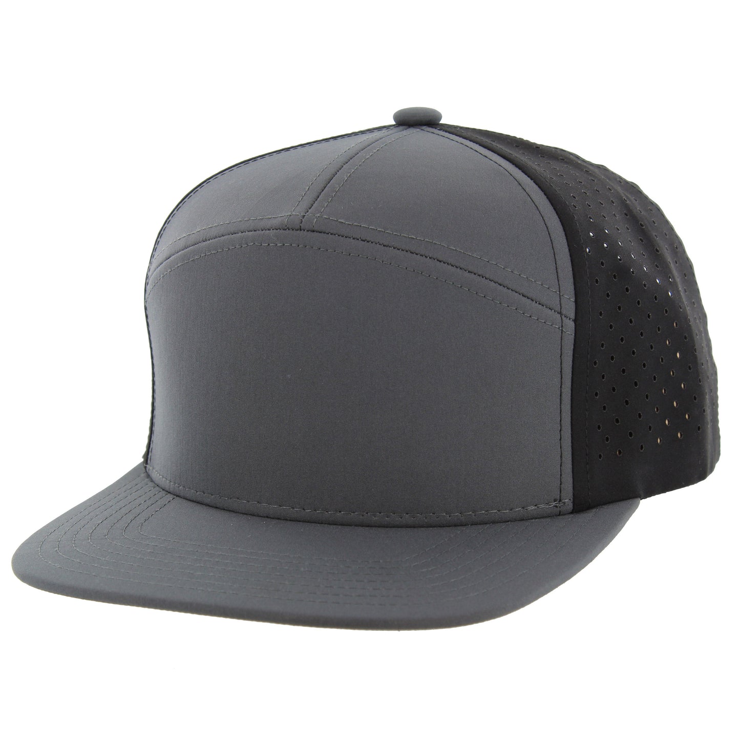 K707DP - 7 PANEL PERFORATED SUBTONE CAP - Charcoal/Charcoal/Black