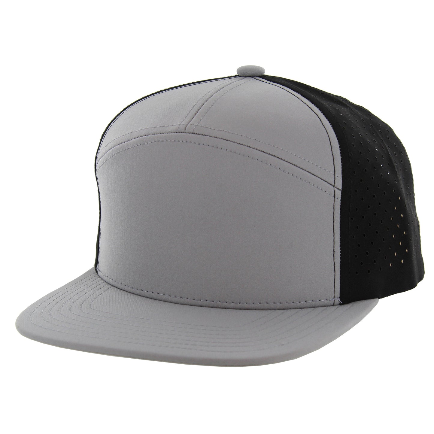 K707DP - 7 PANEL PERFORATED SUBTONE CAP - Grey/Grey/Black