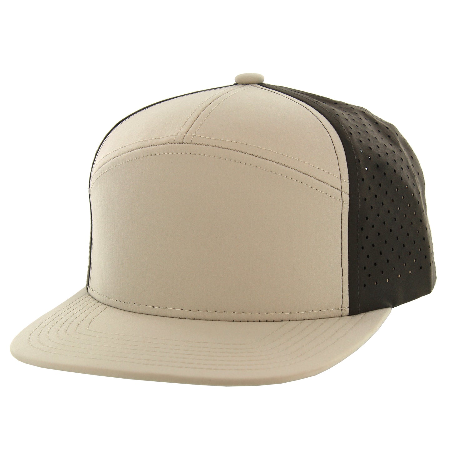 K707DP - 7 PANEL PERFORATED SUBTONE CAP - Khaki/Khaki/Black